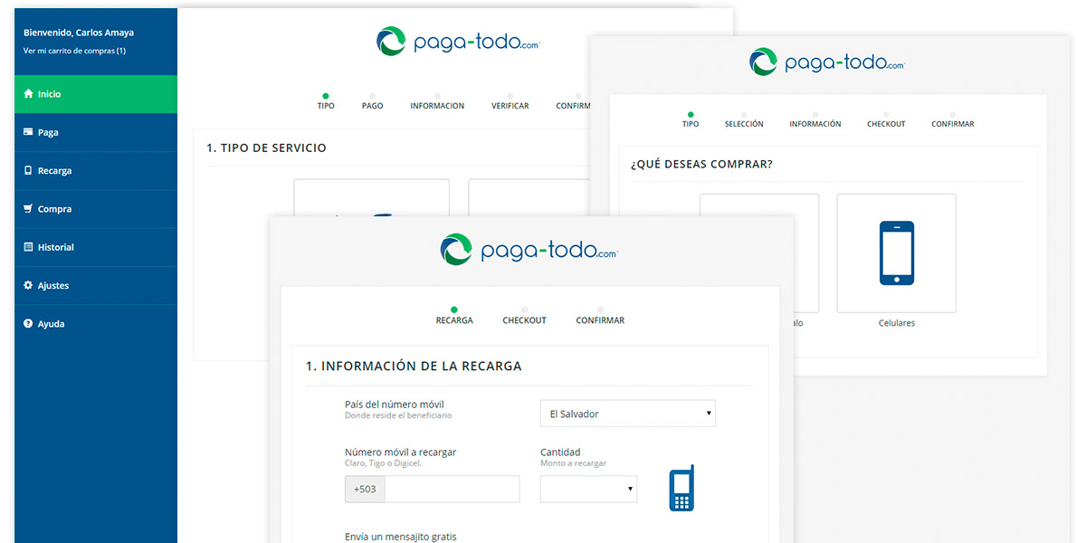 Pagos, Recargas y Compras hacia El Salvador